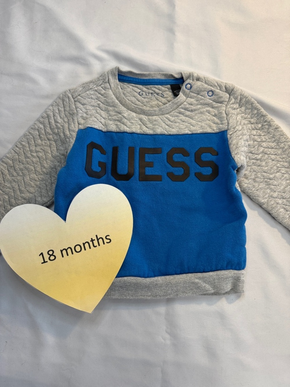 Guess - Blue and Grey Quilted Sweatshirt